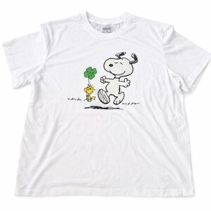 Peanuts White Tee with Snoopy and Woodstock